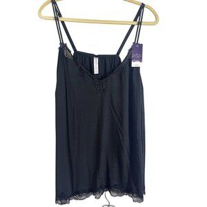 Cacique Intimates Teddy 26 Black Tank Lace Shorts Neutral Sexy Honeymoon Retro